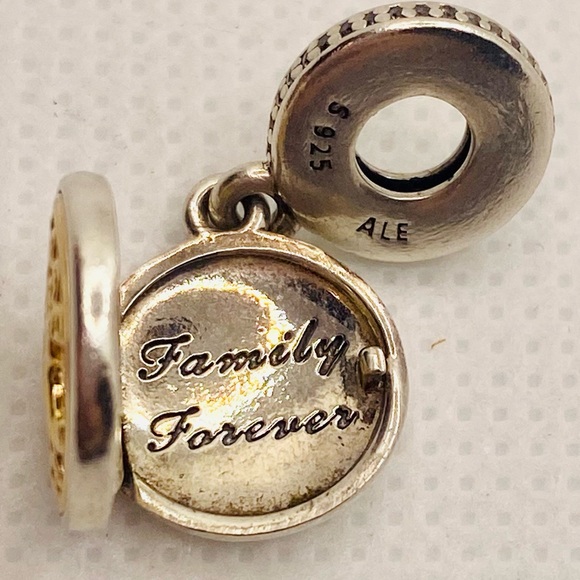 EUC Pandora 791988CZ Silver & 14k Gold Family Roots Tree Dangle Charm - Picture 12 of 14